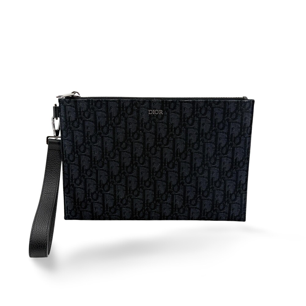 Christian Dior A5 Pouch Printed Oblique Denim